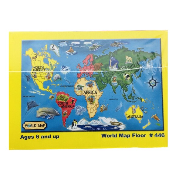 Melissa & Doug Jumbo World Map Floor Puzzle Learning 33 Pieces 2'x3' NIB Sealed - Picture 1 of 4